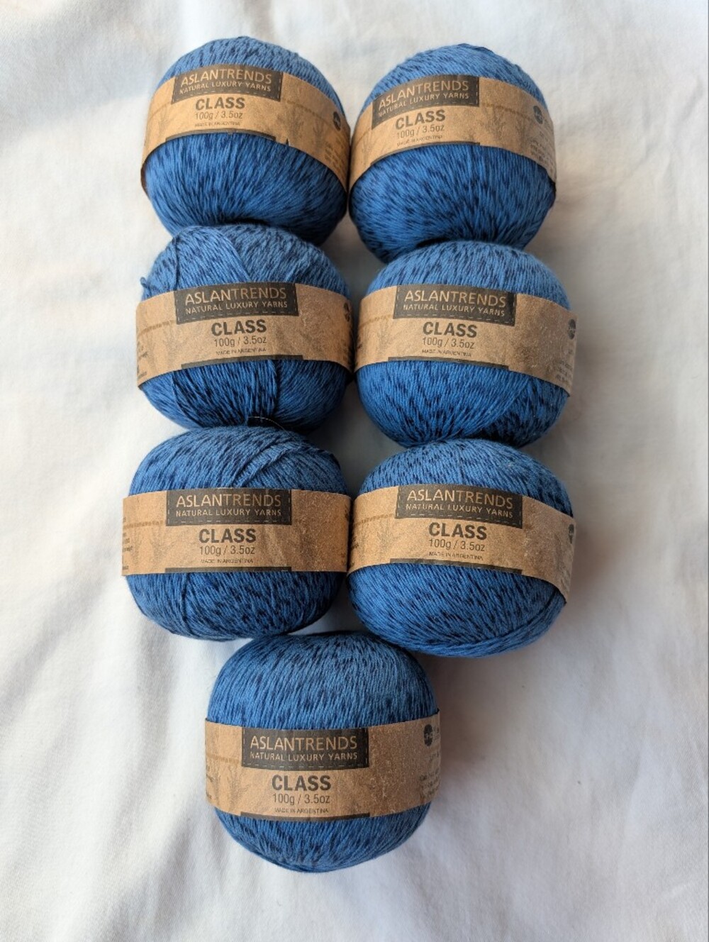 Aslan Trends Class Blue Cotton Viscose Marled Yarn - 7 Balls